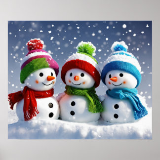 Hiver Wonderland Trio Poster des Snowmen 3D