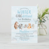 Hiver Woodland 1er anniversaire Invitation hiver (Debout devant)