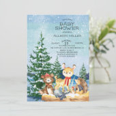 Hiver Woodland Baby Shower Invitations (Debout devant)