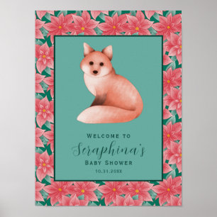Hiver Woodland Fox Baby shower Bienvenue Poster