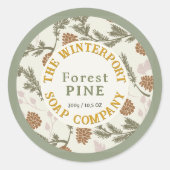Hiver Woods Pine Bough et Cone Soap Étiquette (Devant)