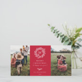 Hiver Wreath Monogramme Vacances 2 Cartes photos R (Debout devant)