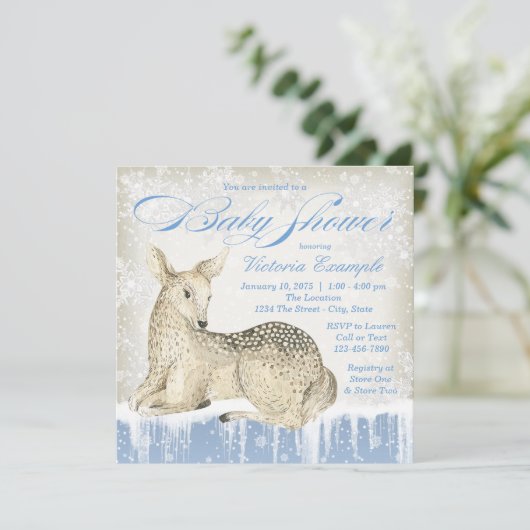 Hivernal Boy Boy Boy Baby Shower Invitations (Debout devant)