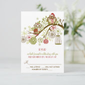 Hivernal Chouettes rétros Floral Holiday Carte RSV (Debout devant)