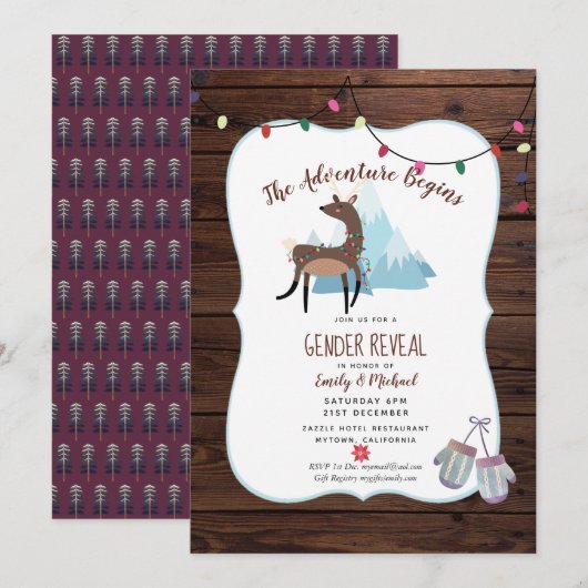 Hivernal Genre Reveal Invitation L'aventure commen (Devant / Derrière)