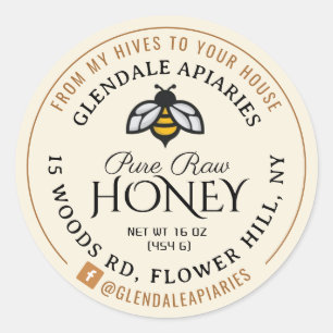 Hives naar House Pure Raw Honey Honeybee Sticker