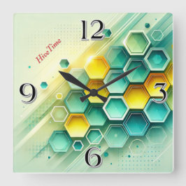 HiveTime  Hexagon Design | Wandklok Vierkante Klok
