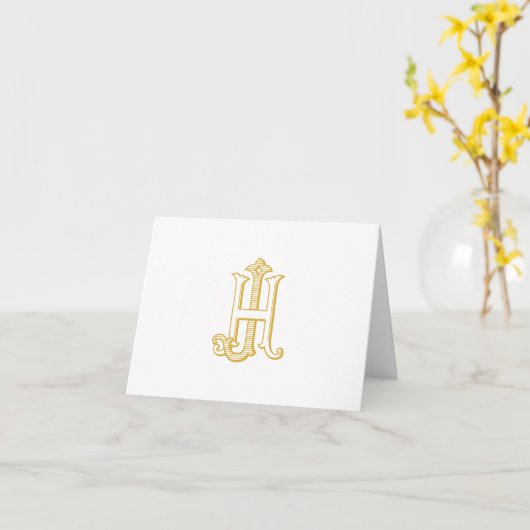 HJ-monogram of JH-monogram dank u uw kaart (Gele Bloem)