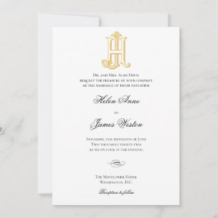 HJ Monogramme ou JH Monogramme Invitations de mari