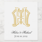 HM-monogram of MH-monogram op wijnlabel Wijn Etiket (Enkel label)