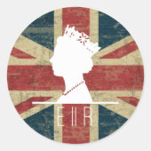 HM Queen, Distress Union Jack vlag Ronde Sticker (Voorkant)