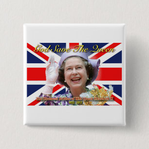HM Queen Elizabeth II Diamond Jubilee Vierkante Button 5,1 Cm