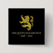 HM Queen Elizabeth II Heraldry Lion Square Button (Voorkant)
