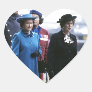 HM Queen Elizabeth II-Margaret Thatcher Hart Sticker