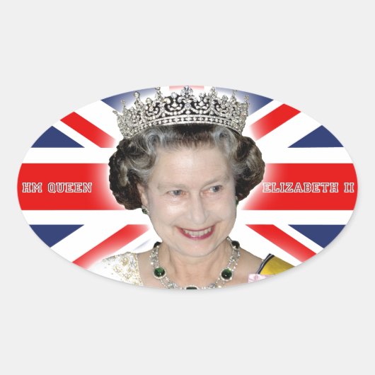HM Queen Elizabeth II - Pro foto Ovale Sticker (Voorkant)