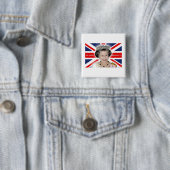 HM Queen Elizabeth II - Pro foto Vierkante Button 5,1 Cm (In situ)