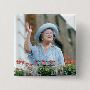 HM Queen Elizabeth, The Queen Moeder 1985 Vierkante Button 5,1 Cm