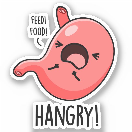 Hmad Funny Hungry Angry Stomach Pun Sticker (Voorkant)
