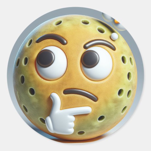 Hmm…– Thinking Pickleball Emoji Sticker (Devant)