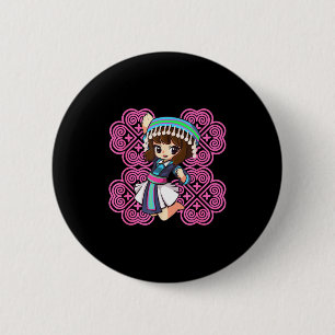 Hmong miao hmoob meisje vrouw prinses sterk ronde button 5,7 cm