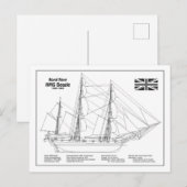 HMS Beagle Tall Ship - Blauwdruk voor schepen Briefkaart (Voorkant / Achterkant)