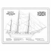 HMS Beagle Tall Ship - Blauwdruk voor schepen Sticker (Voorkant)