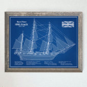 HMS Beagle Tall Ship - Scheepsblauwdruk ABD Poster