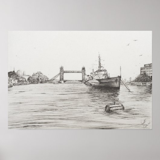 HMS Belfast op de Thames London.2006 Poster (Voorkant)