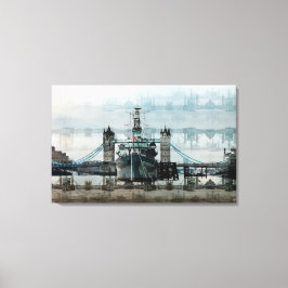 HMS Belfast op de Theems Canvas Afdruk