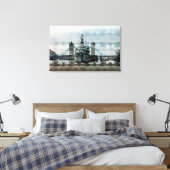 HMS Belfast op de Theems Canvas Afdruk (Insitu (Slaapkamer))