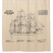 HMS Bounty - Schip Blauwdruk Plannen SD Douchegordijn (Voorkant)