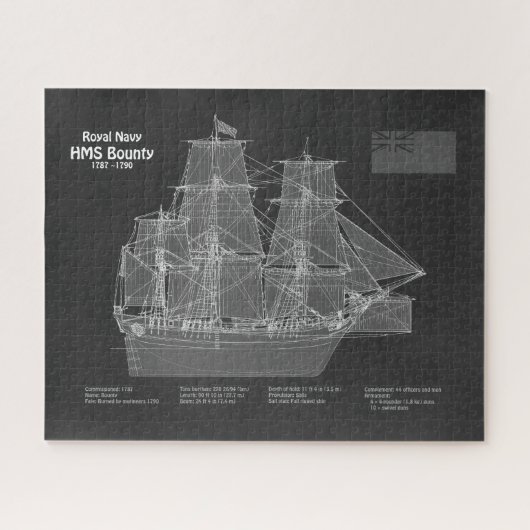 HMS Bounty - Ship Blueprint Plans PD Legpuzzel (Horizontaal)
