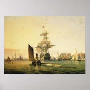 HMS Britannia betreedt Portsmouth, 1835 Poster