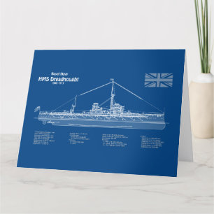 HMS Dreadnought - Scheepsblauwdruk ABD Bedankkaart
