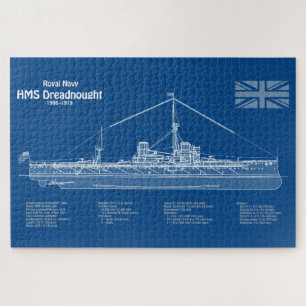 HMS Dreadnought - Scheepsblauwdruk ABD Legpuzzel