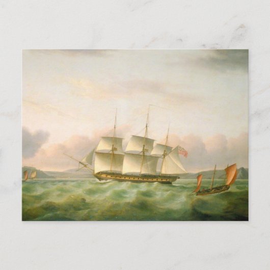 HMS Endymion van Plymouth door Thomas Luny Briefkaart (Voorkant)