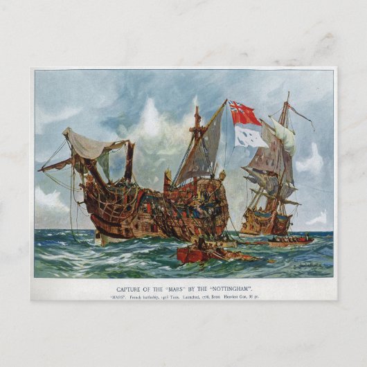 HMS Nottingham en slagschip Mars 1703 Briefkaart (Voorkant)