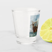 HMS Nottingham en slagschip Mars 1703 Shot Glas (Links)