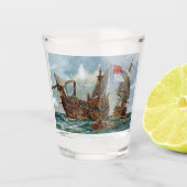 HMS Nottingham en slagschip Mars 1703 Shot Glas (Voorkant)