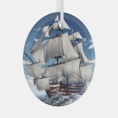 HMS Victory, 3D computer-gegenereerde illustratie. Glas Ornament (Voorkant Rechts)