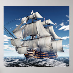 HMS Victory, 3D computer-gegenereerde illustratie. Poster