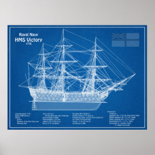 HMS Victory - Scheepsblauwdruk Plannen ABD Poster