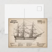 HMS Victory - Scheepsblauwdruk Plannen SD Briefkaart (Voorkant / Achterkant)