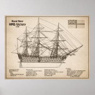HMS Victory - Scheepsblauwdruk Plannen SD Poster