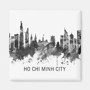 Ho Chi Minh City Vietnam Skyline BW Magneet