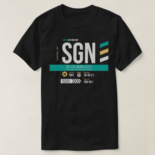 Ho Chi Minh Stad SGN luchthavencode Bagage Label T-shirt (Design voorkant)