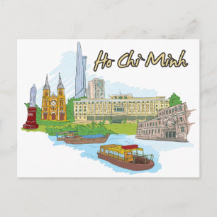 Ho Chi Minh, Vietnam beroemde stad Briefkaart