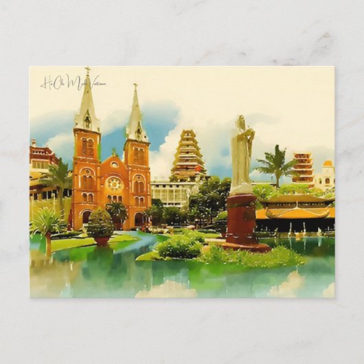 Ho Chi Minh Vietnam Travel waterverf Briefkaart (Voorkant)