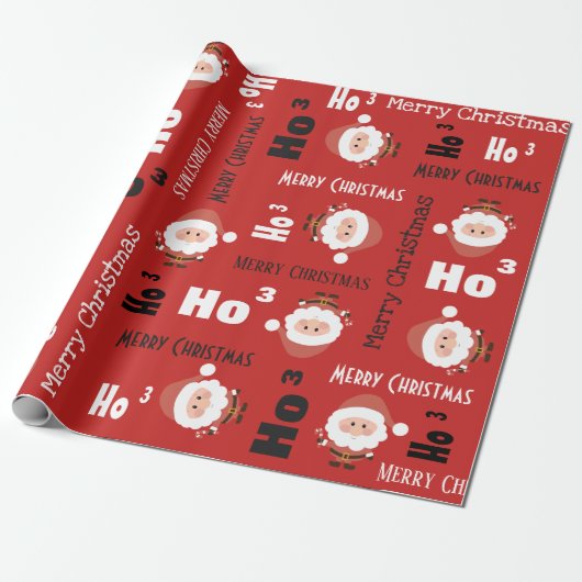 Ho "cubed" Santa Holiday Cadeaupapier (Uitgerold)