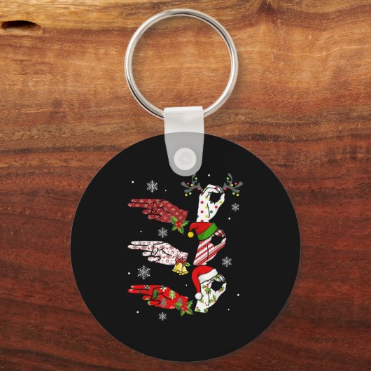 Ho Ho Asl Sign Language Deaf Pride Family Pajamas Sleutelhanger (Voorkant)